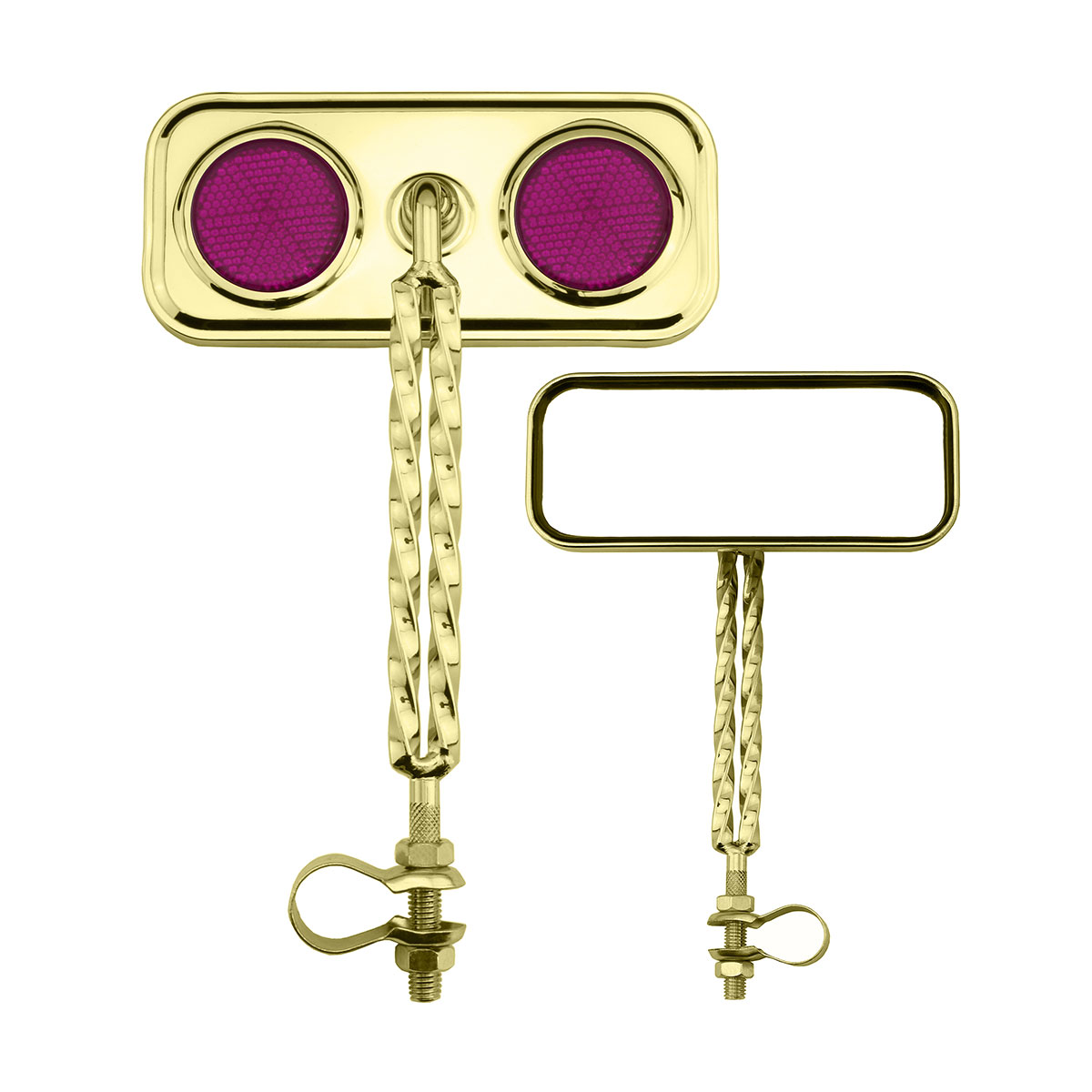Rectangle Double Square Twisted Mirror Gold Purple...